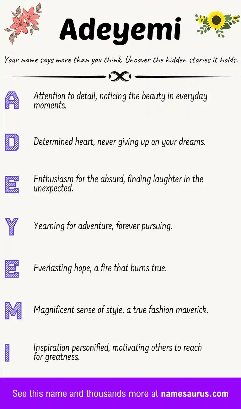 Acrostic poem about Adeyemi.