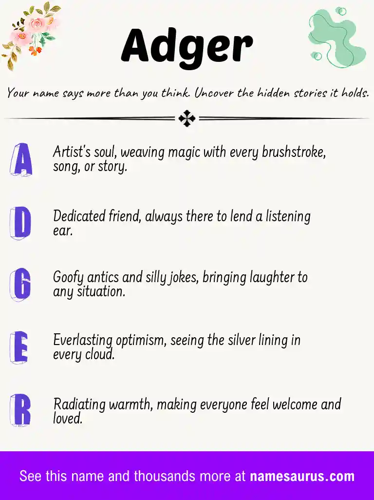 Acrostic poem about Adger.