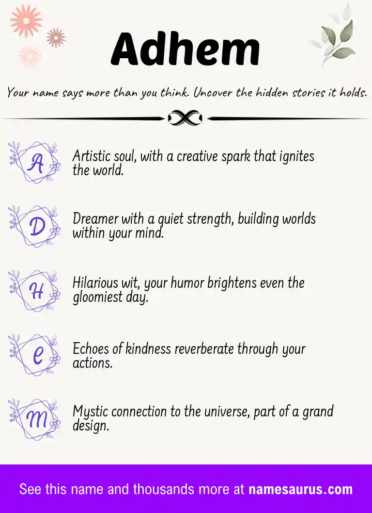 Acrostic poem about Adhem.