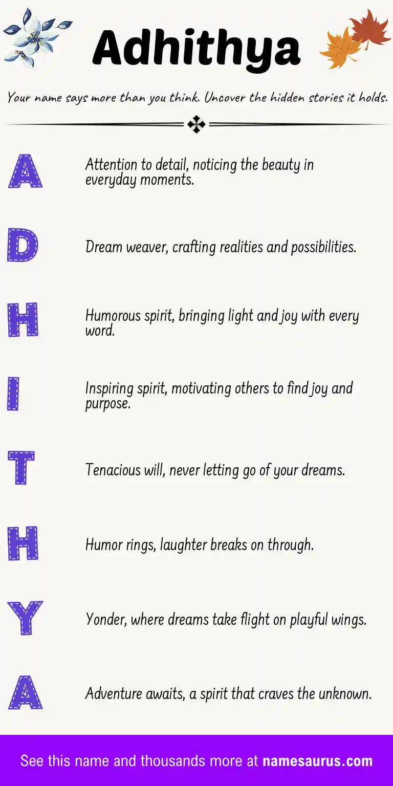 Acrostic poem about Adhithya.