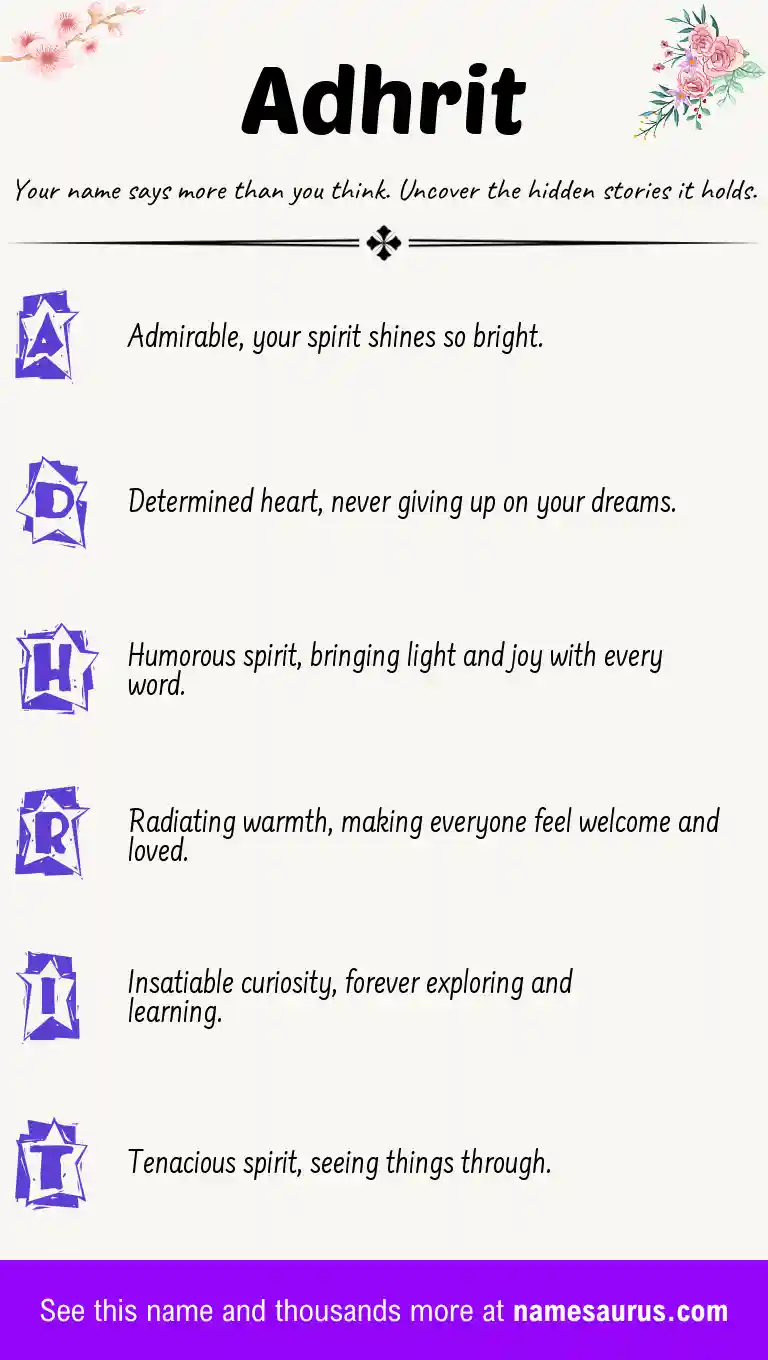 Acrostic poem about Adhrit.