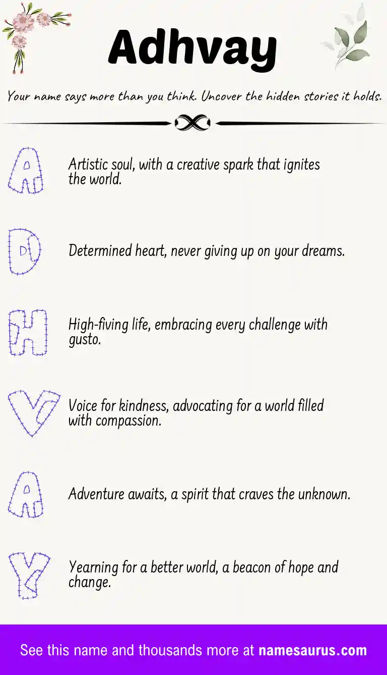 Acrostic poem about Adhvay.