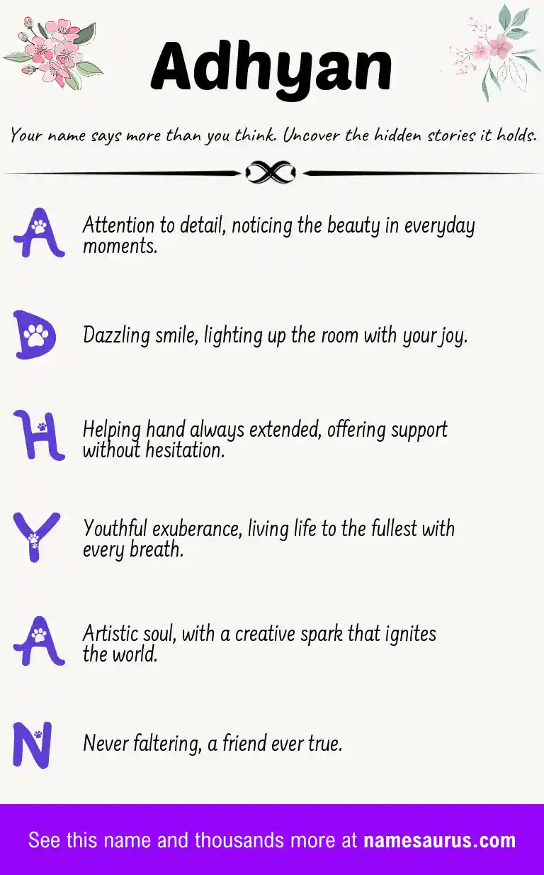 Acrostic poem about Adhyan.