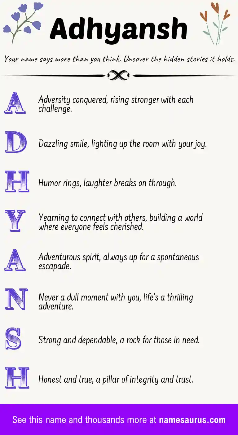 Acrostic poem about Adhyansh.