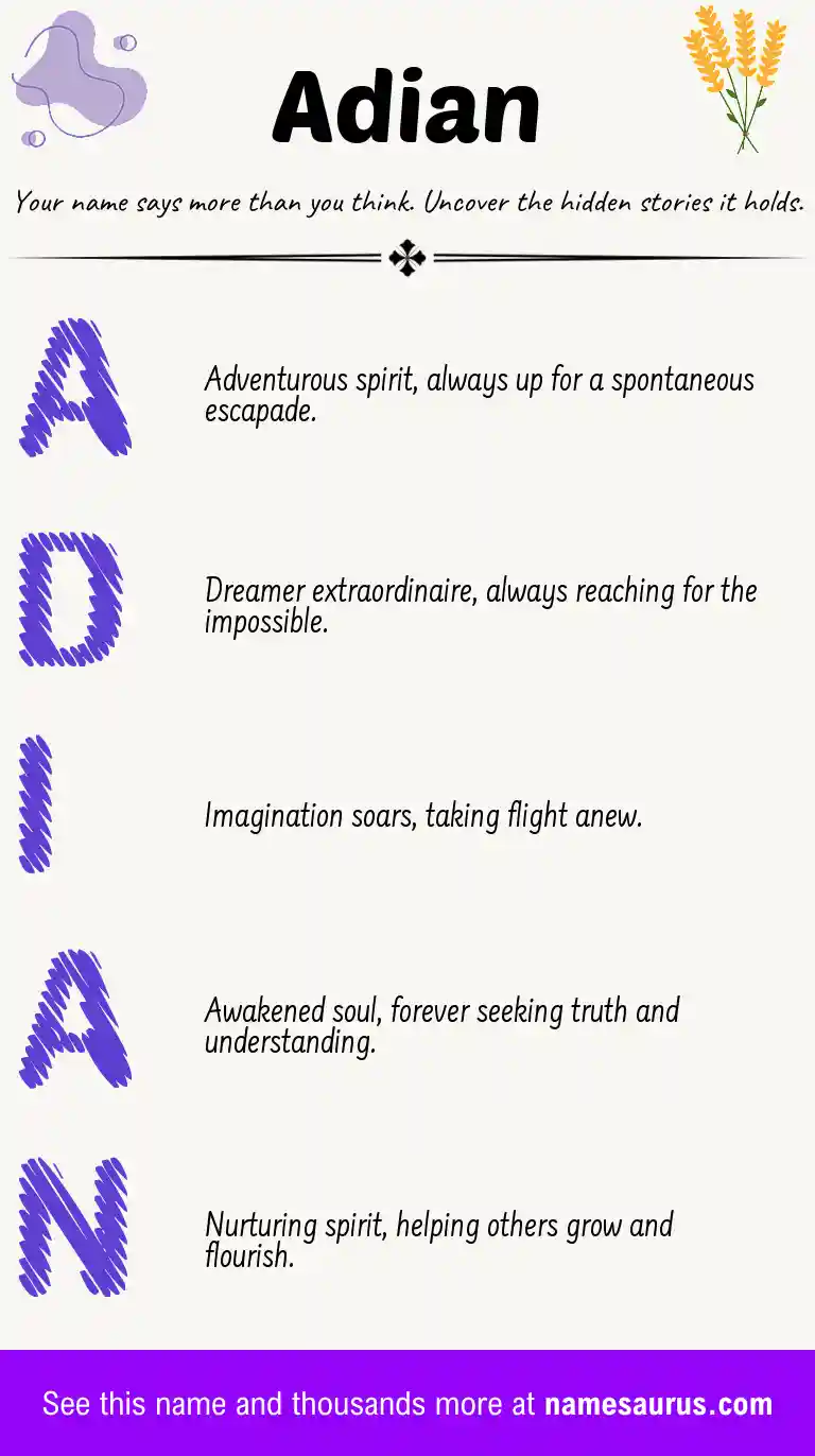 Acrostic poem about Adian.