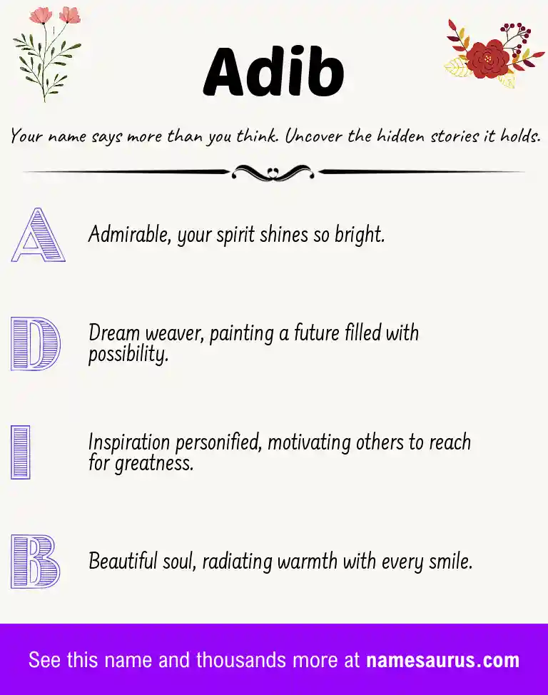 Acrostic poem about Adib.