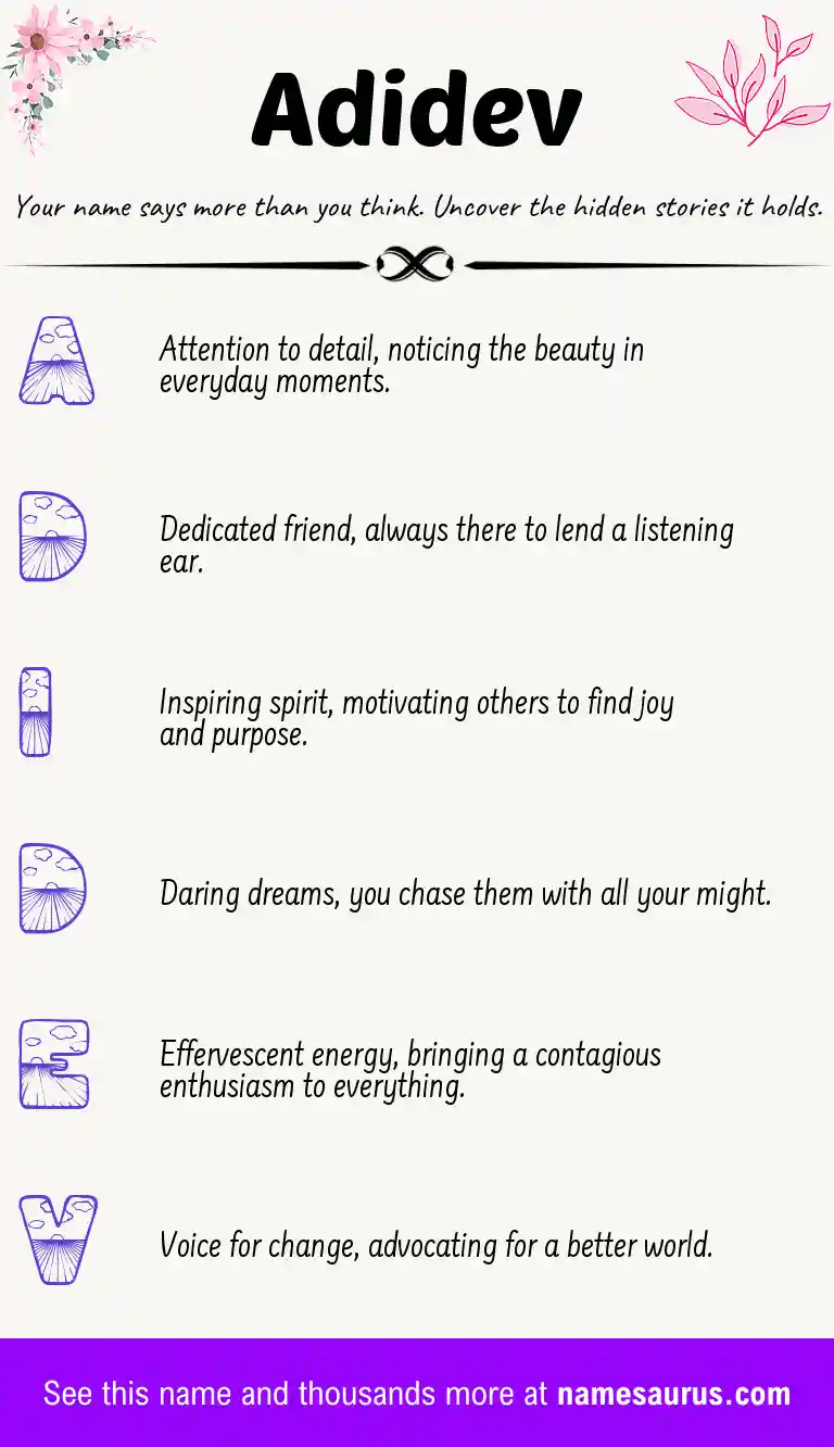 Acrostic poem about Adidev.