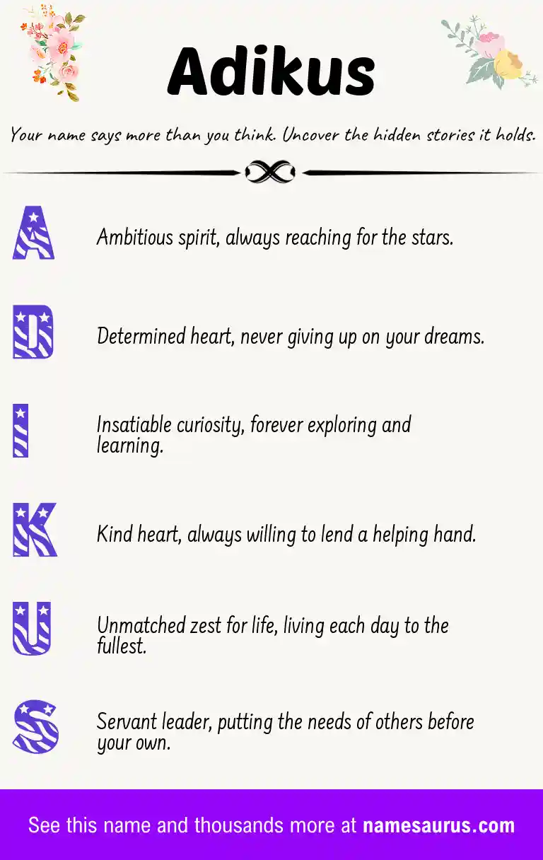 Acrostic poem about Adikus.