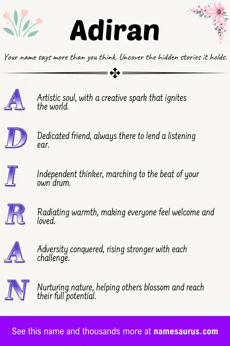 Acrostic poem about Adiran.