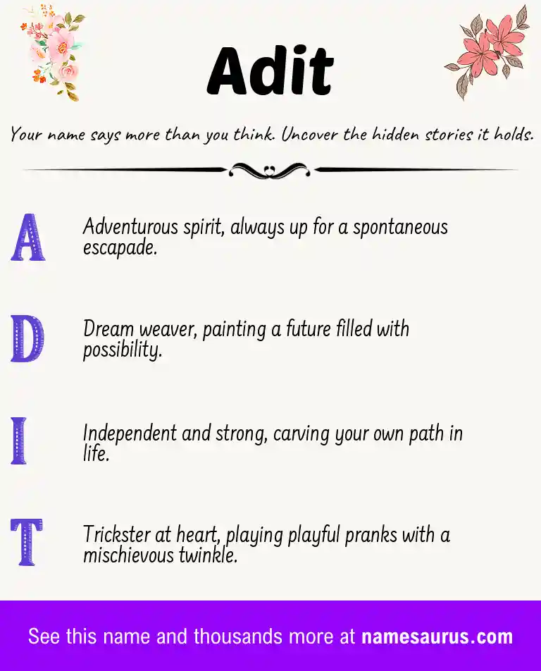 Acrostic poem about Adit.