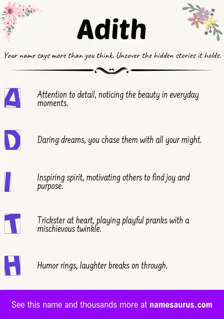 Acrostic poem about Adith.