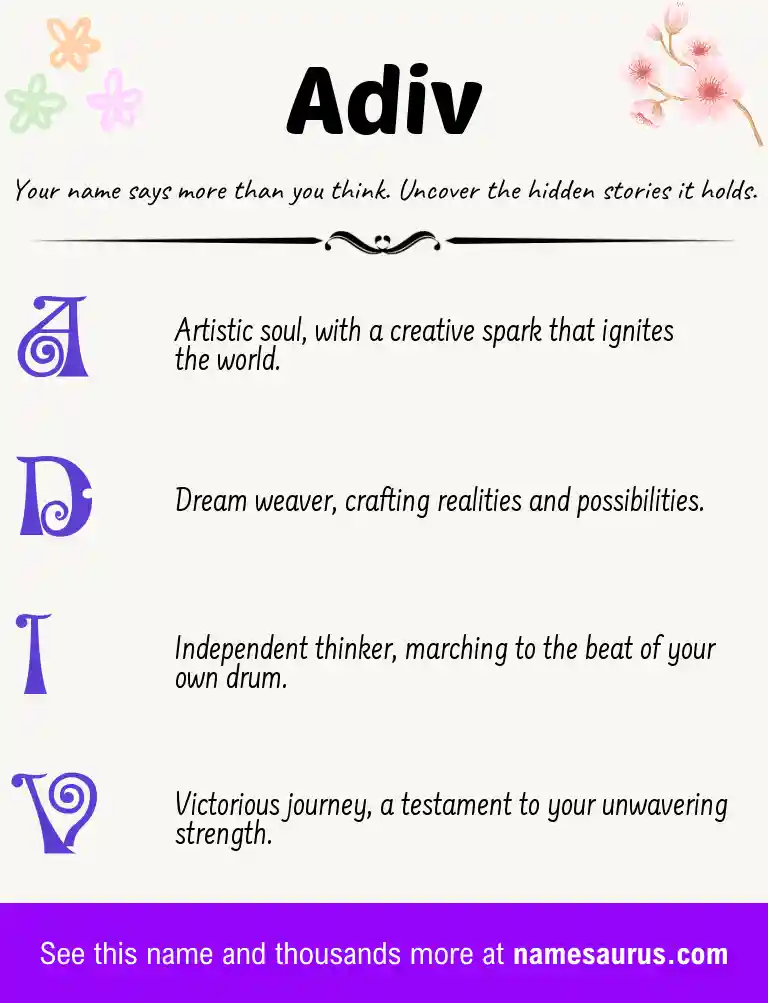 Acrostic poem about Adiv.