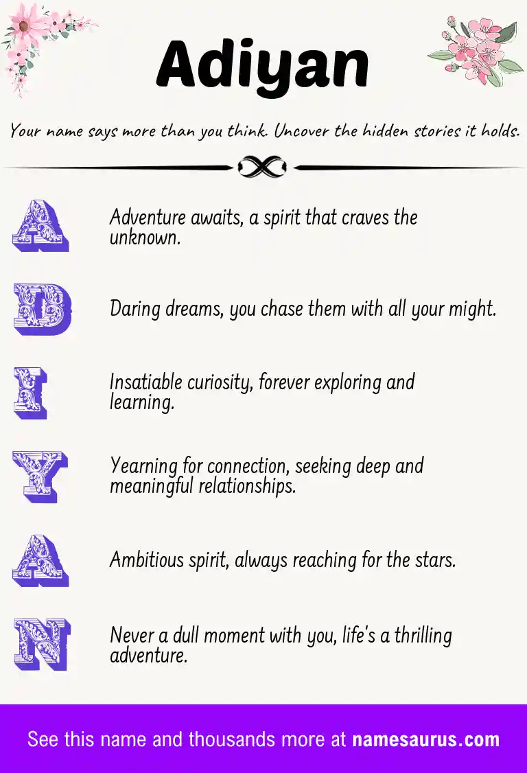 Acrostic poem about Adiyan.