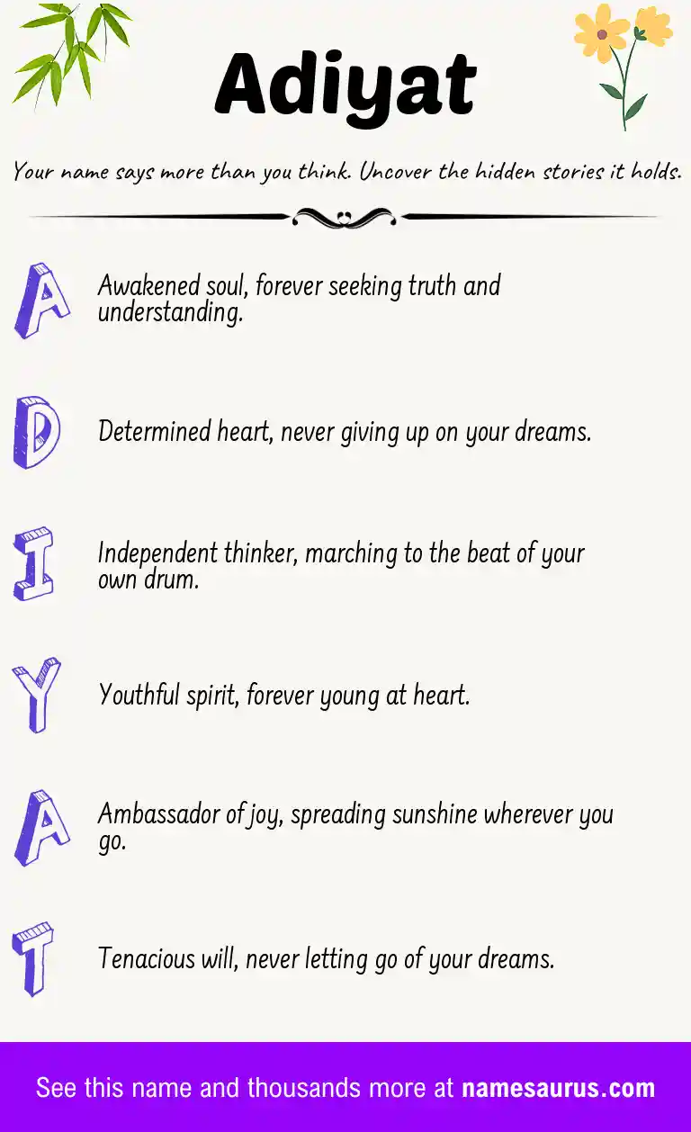 Acrostic poem about Adiyat.