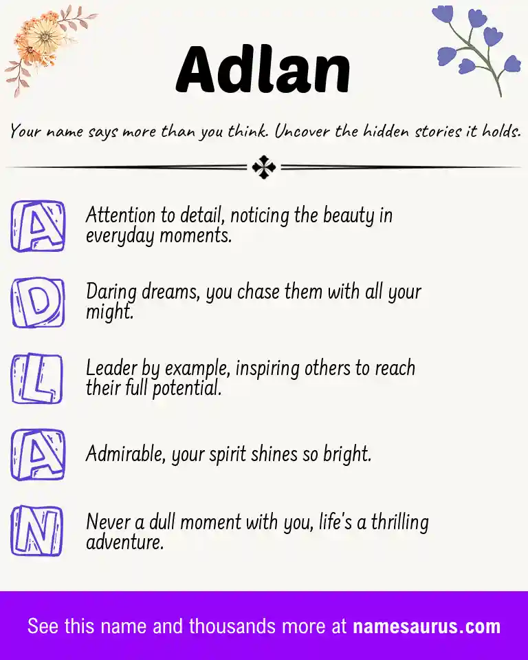 Acrostic poem about Adlan.