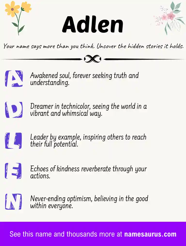 Acrostic poem about Adlen.