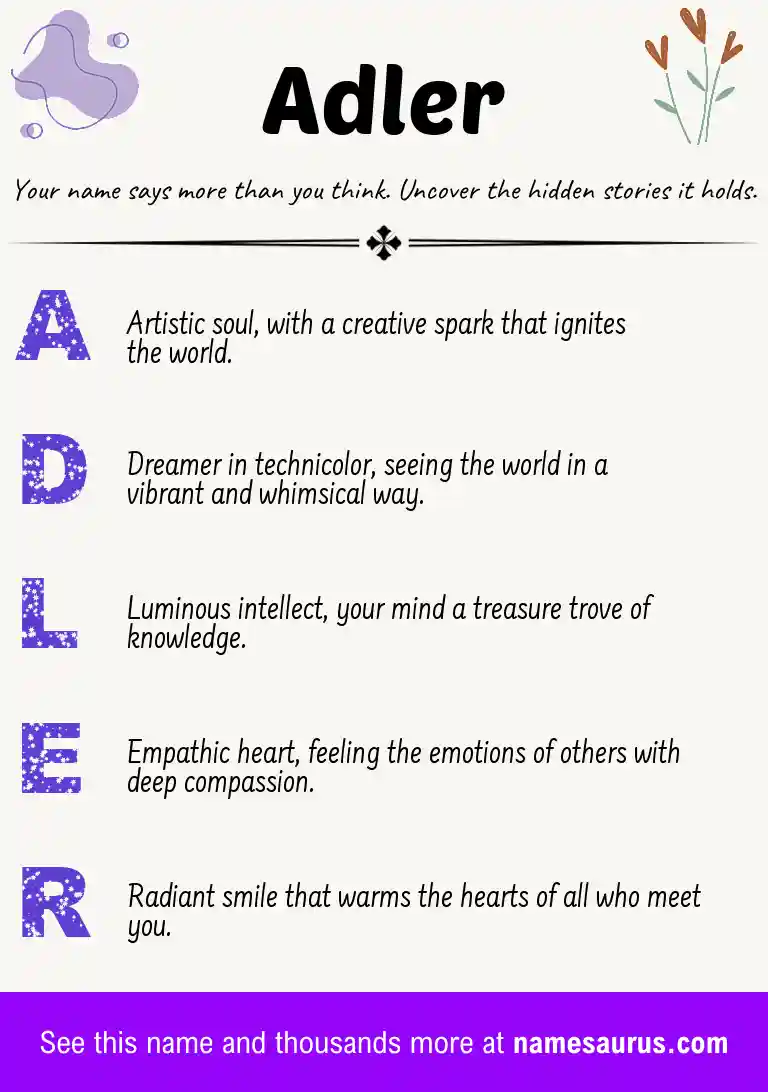 Acrostic poem about Adler.