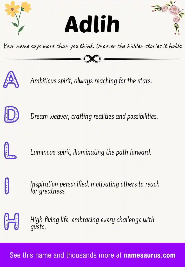 Acrostic poem about Adlih.