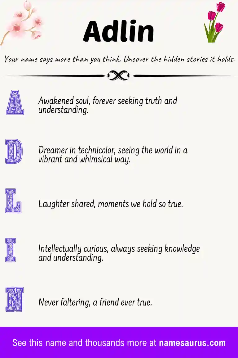 Acrostic poem about Adlin.