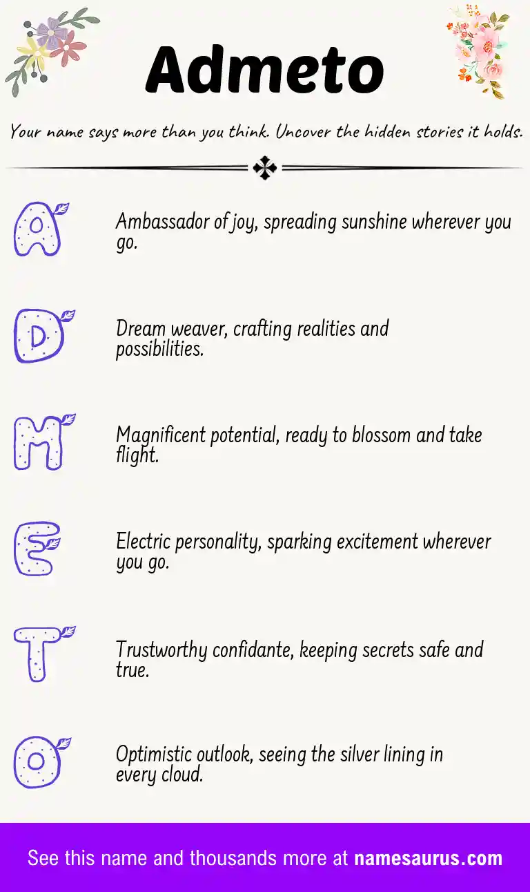 Acrostic poem about Admeto.
