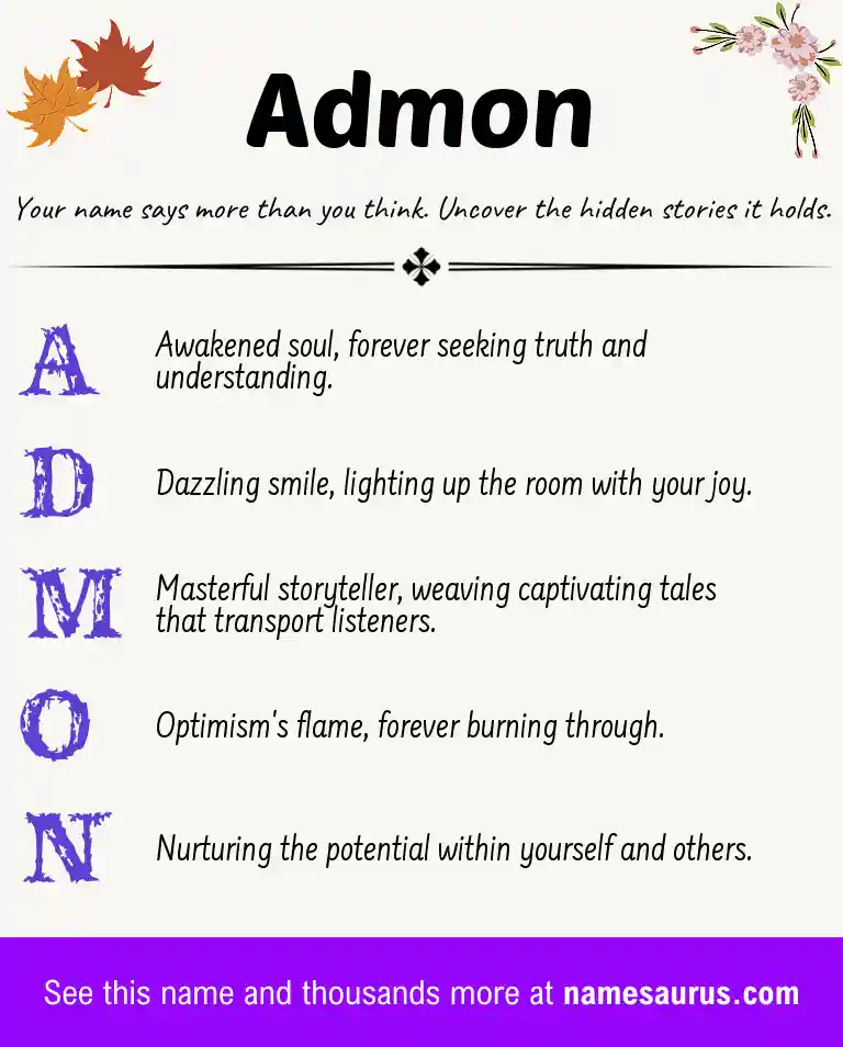 Acrostic poem about Admon.