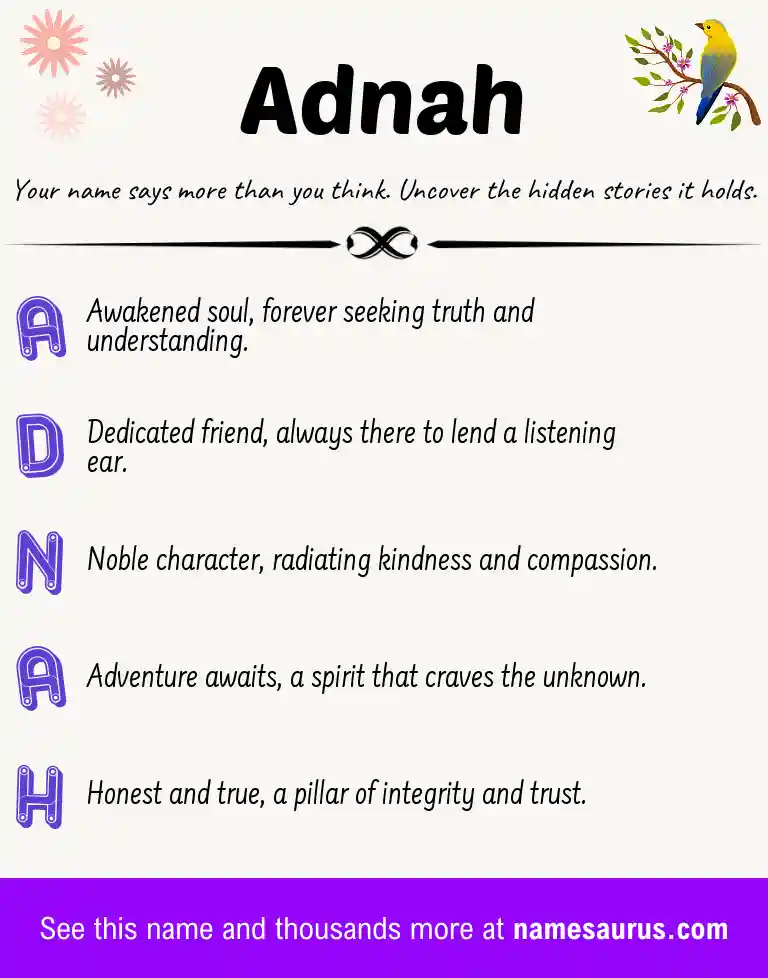 Acrostic poem about Adnah.