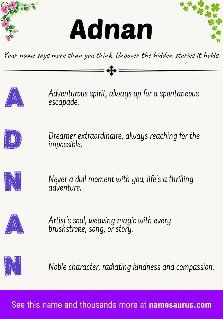 Acrostic poem about Adnan.