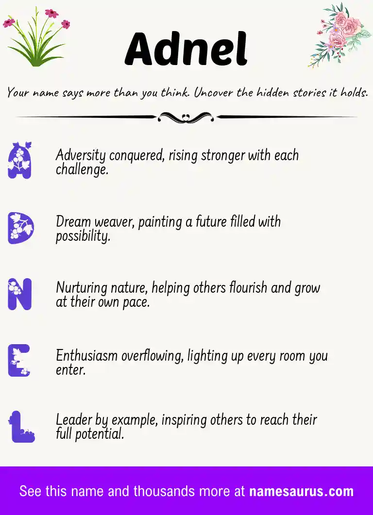 Acrostic poem about Adnel.