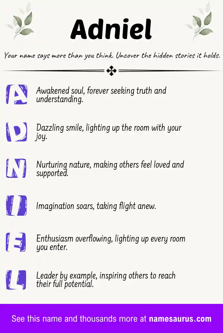 Acrostic poem about Adniel.