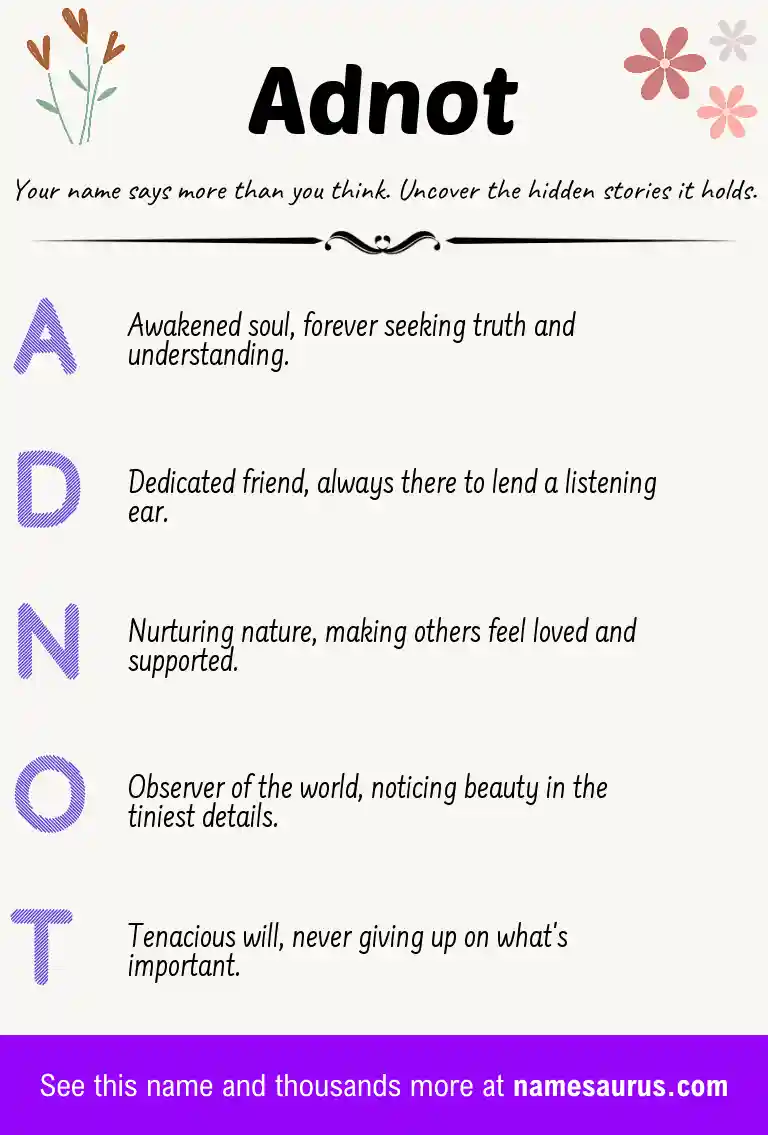 Acrostic poem about Adnot.