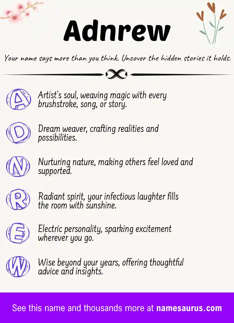 Acrostic poem about Adnrew.