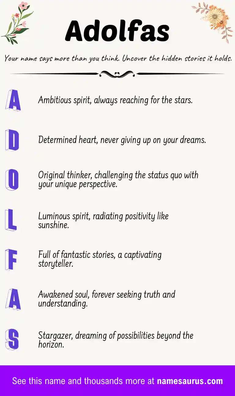 Acrostic poem about Adolfas.