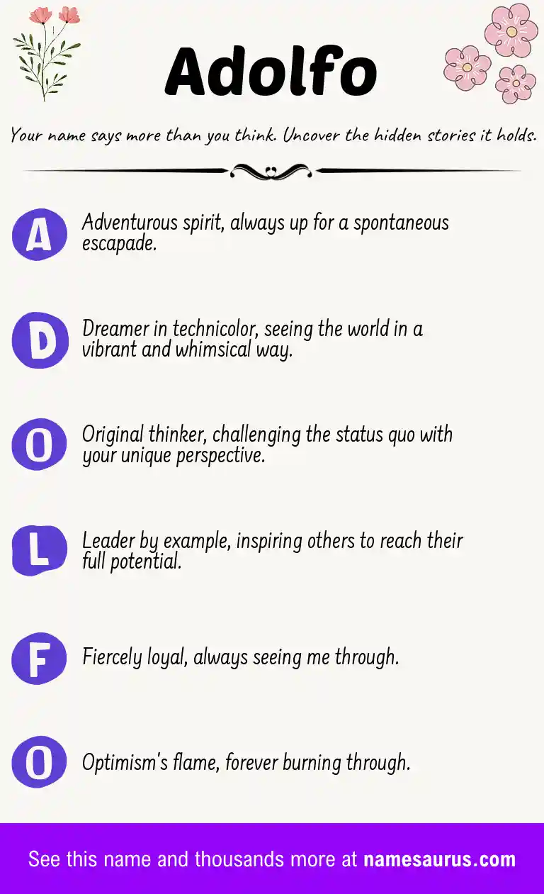 Acrostic poem about Adolfo.