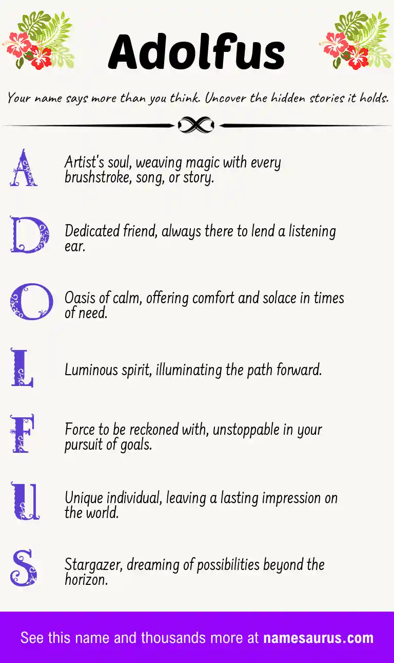 Acrostic poem about Adolfus.