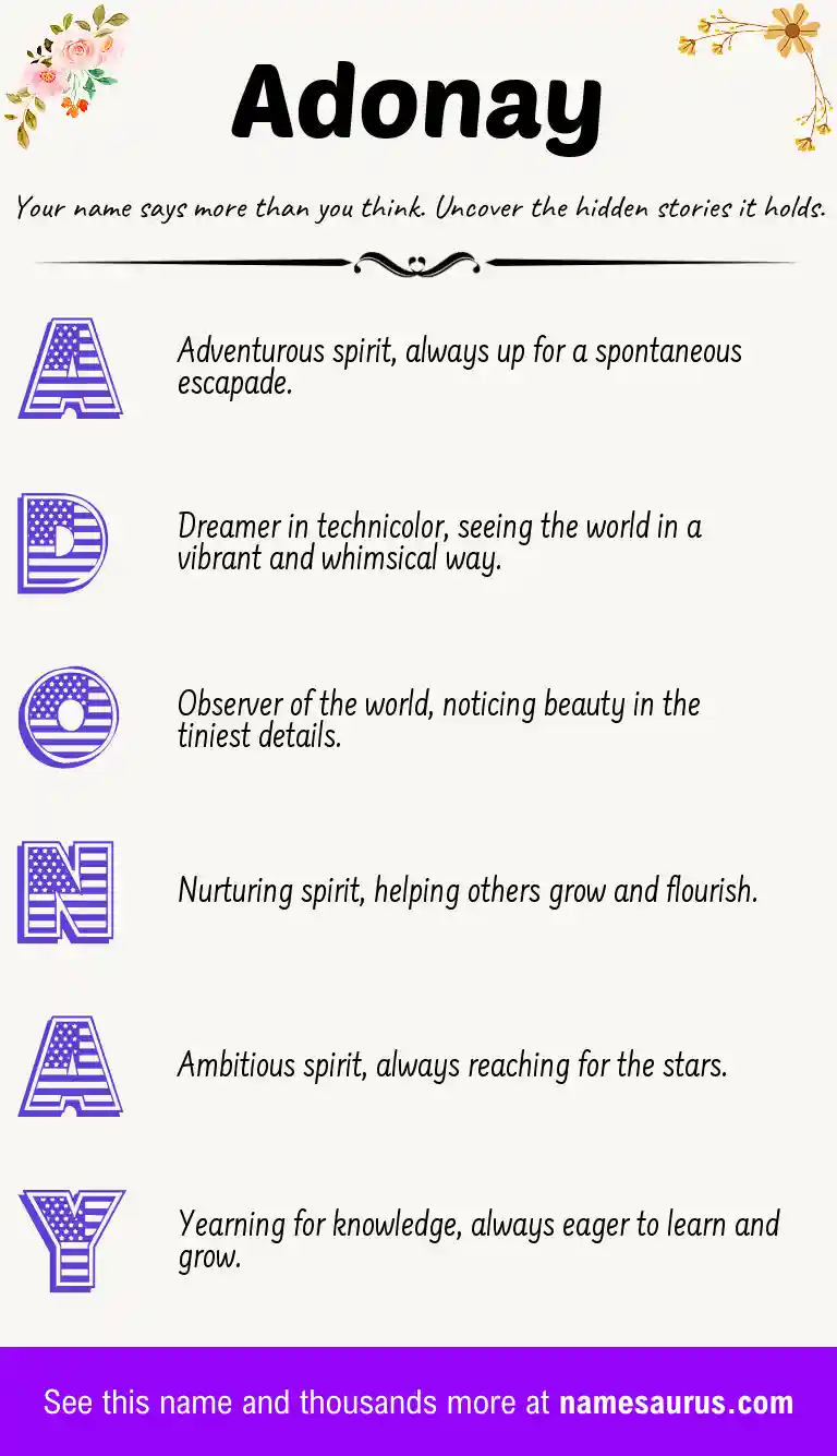 Acrostic poem about Adonay.