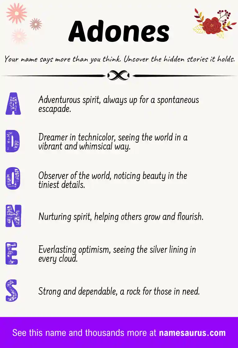 Acrostic poem about Adones.
