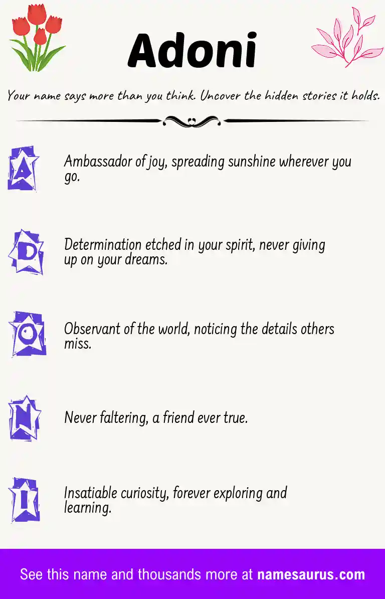 Acrostic poem about Adoni.