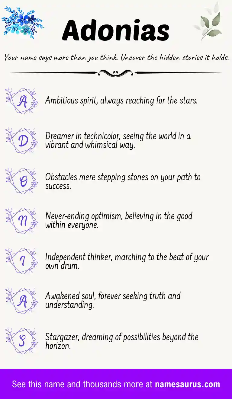 Acrostic poem about Adonias.