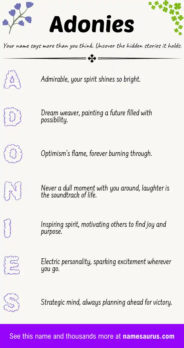 Acrostic poem about Adonies.