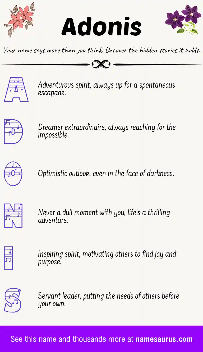 Acrostic poem about Adonis.