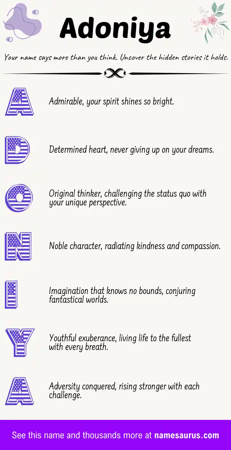 Acrostic poem about Adoniya.