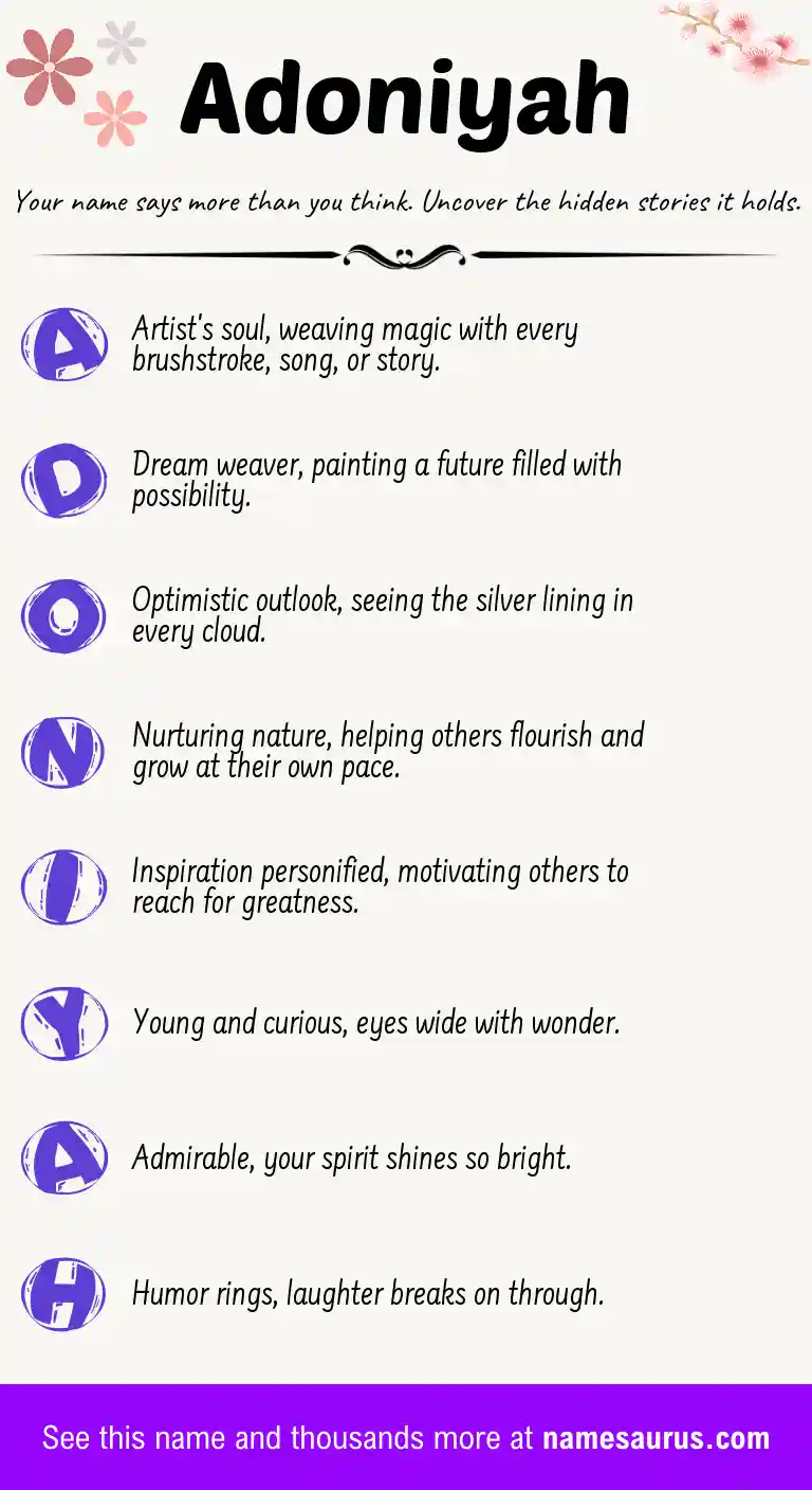 Acrostic poem about Adoniyah.