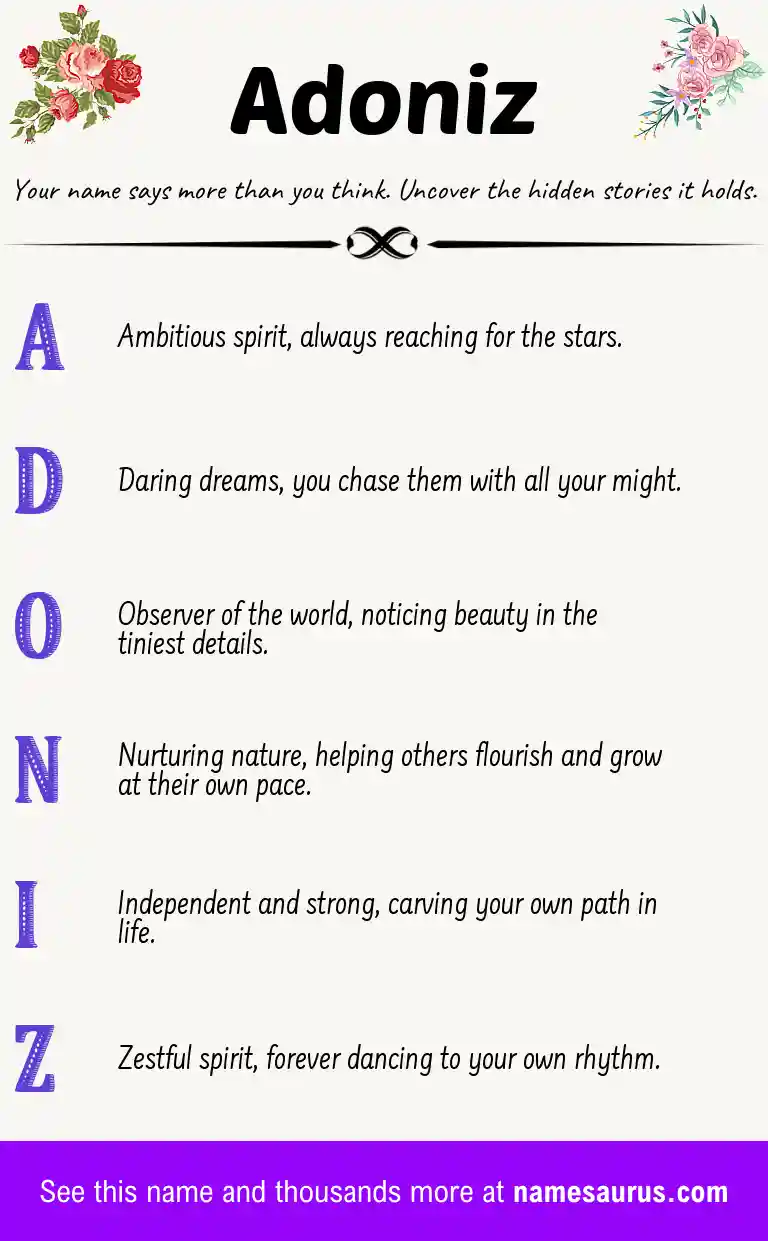 Acrostic poem about Adoniz.