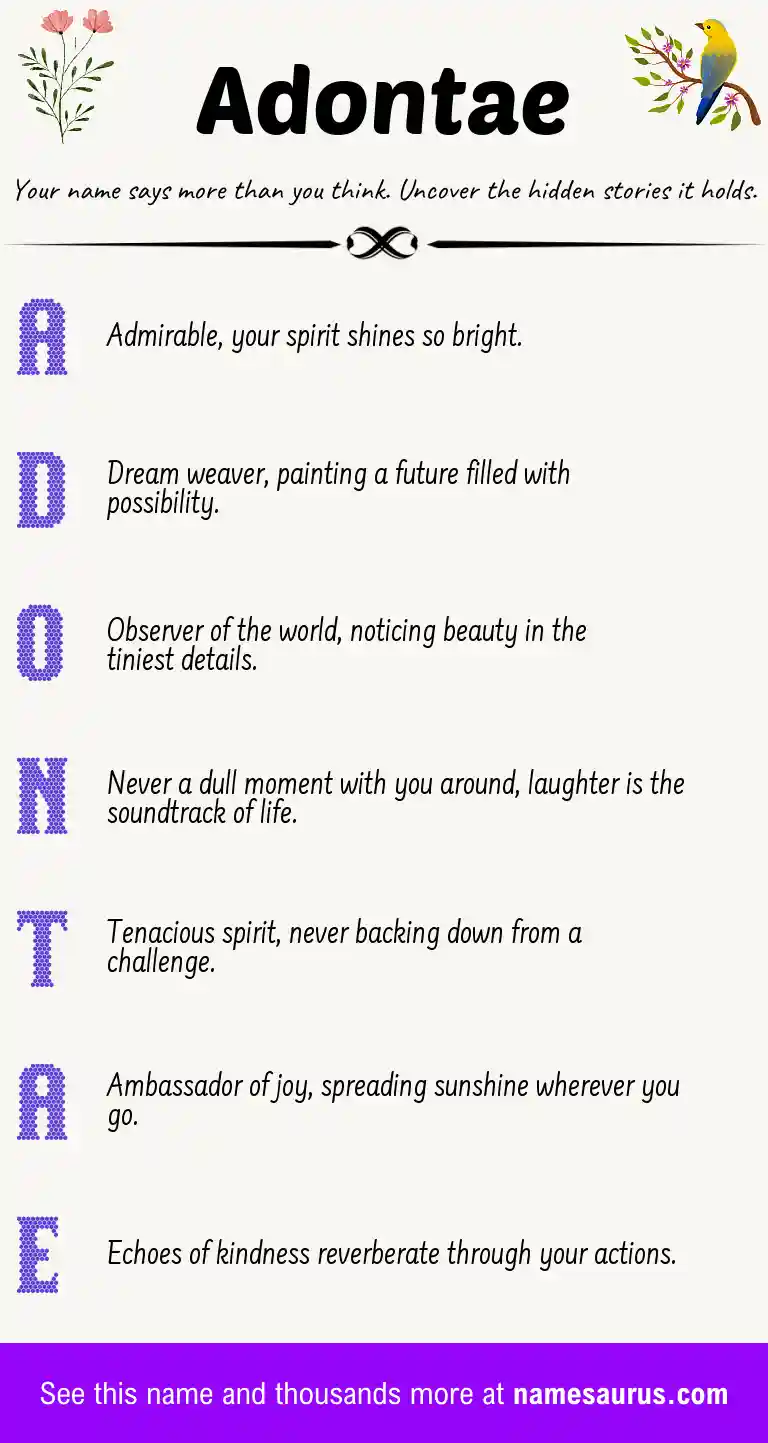 Acrostic poem about Adontae.
