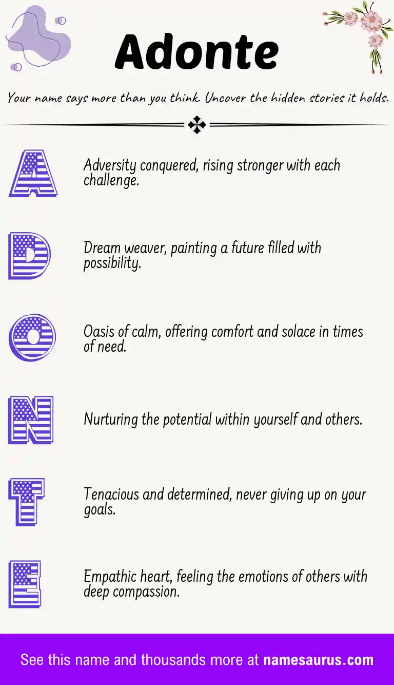 Acrostic poem about Adonte.