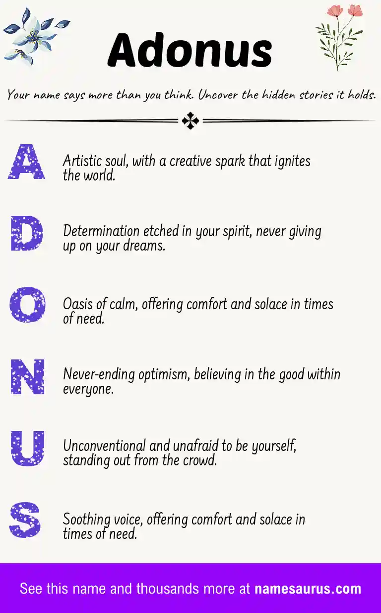 Acrostic poem about Adonus.