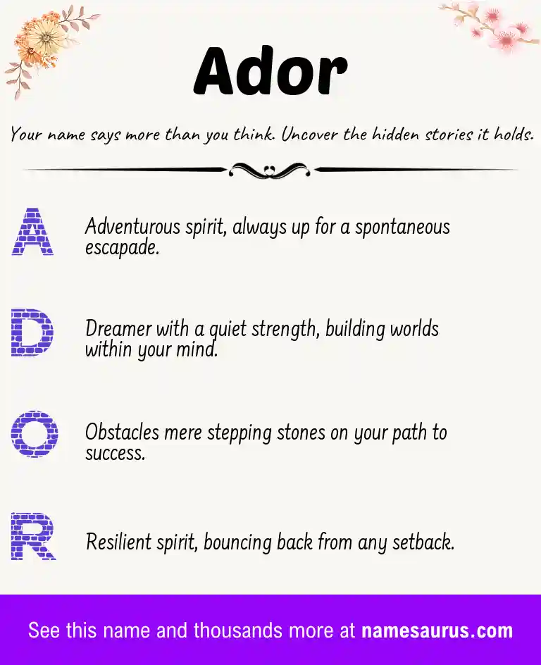 Acrostic poem about Ador.