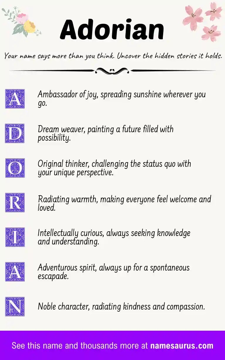 Acrostic poem about Adorian.