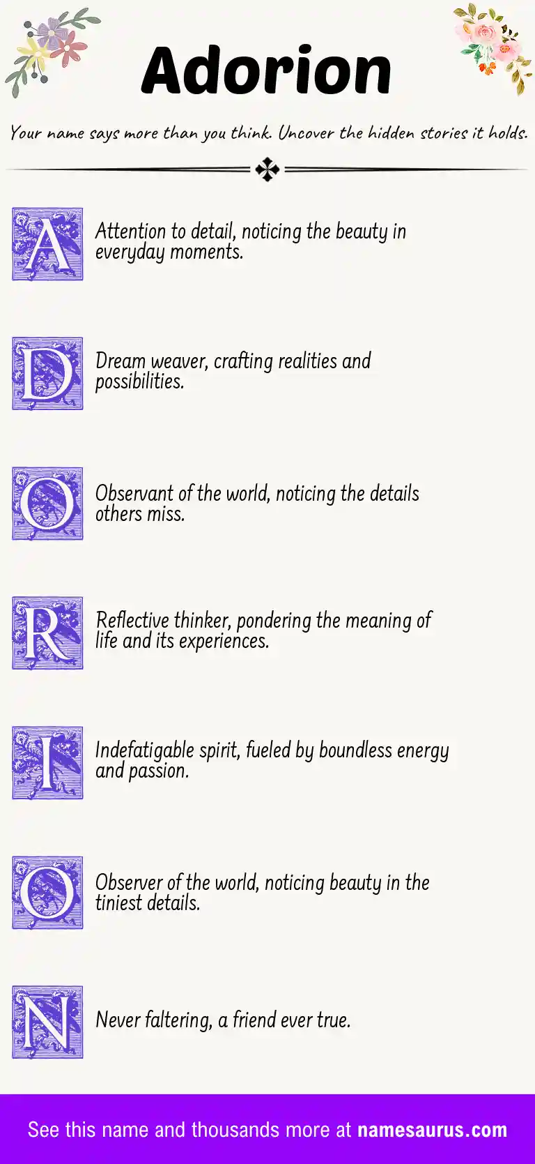 Acrostic poem about Adorion.