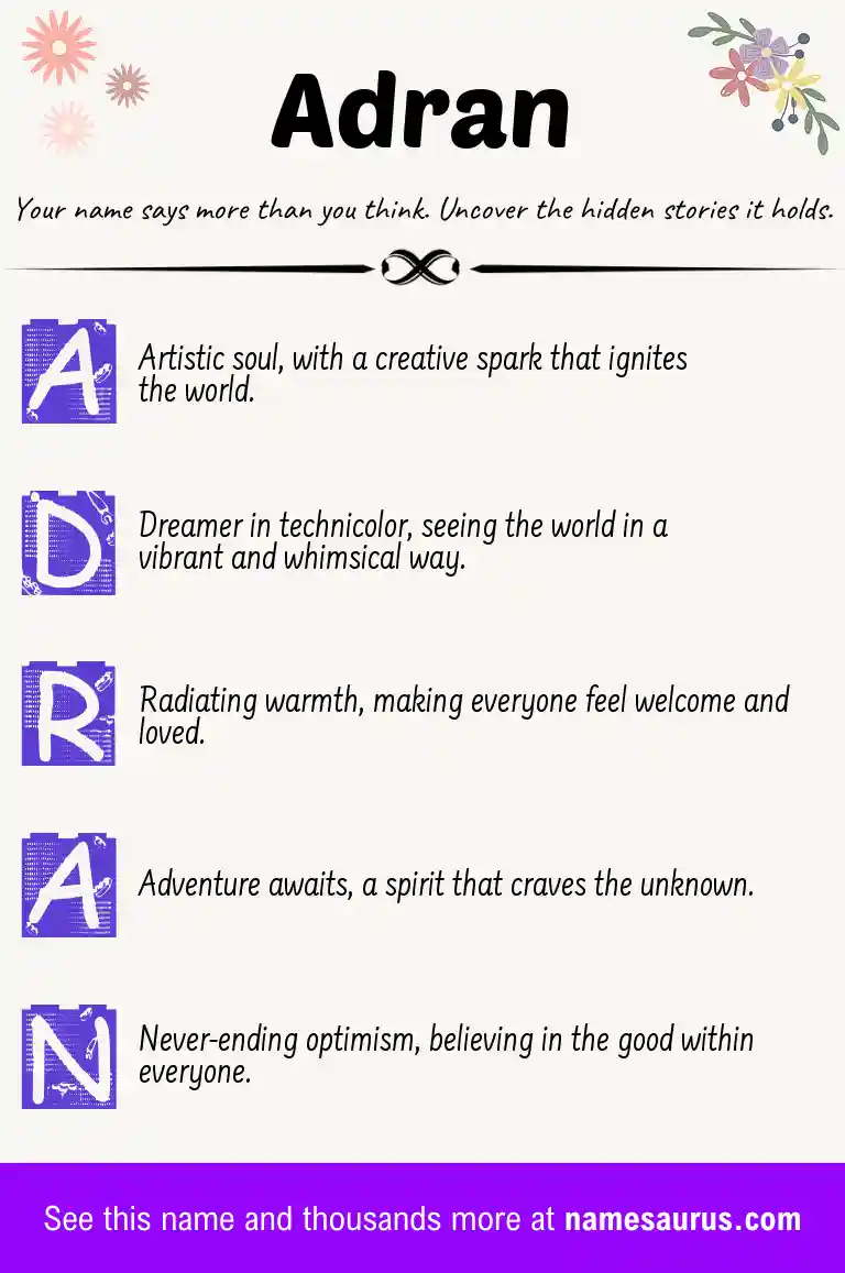 Acrostic poem about Adran.